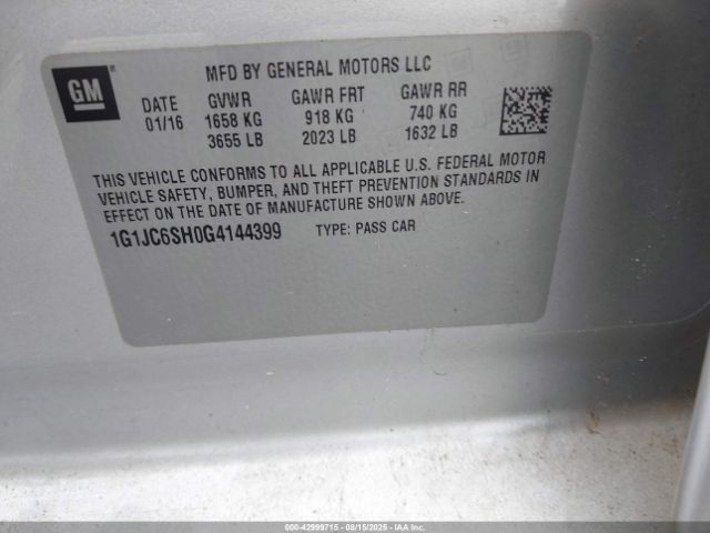 Chevrolet Sonic Lt Auto Image 7